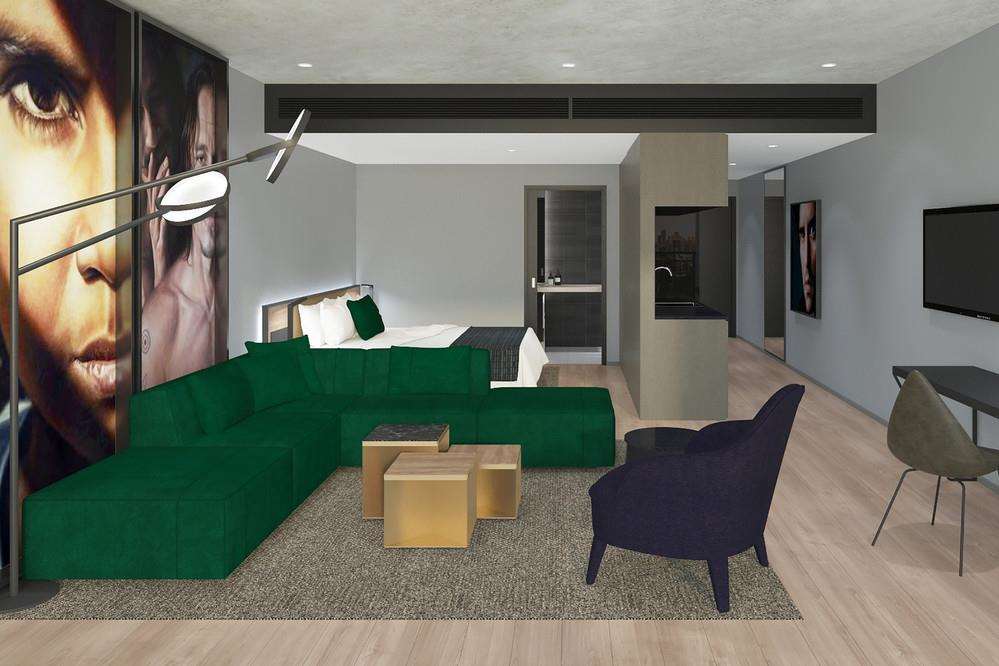 Crystalbrook Vincent Hotel Brisbane Kamer foto 3D interior rendering