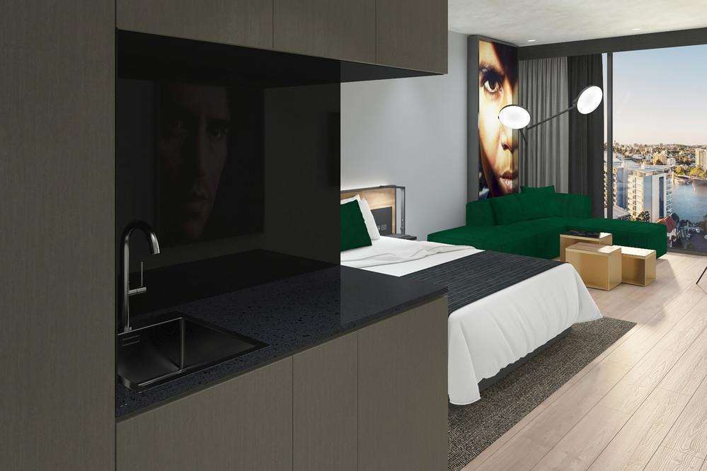 Crystalbrook Vincent Hotel Brisbane Kamer foto A typical studio apartment